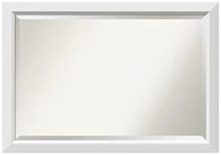 Amanti Art Vanity Wood Framed Bathroom Mirror, Glass Size 36x24, Blanco White