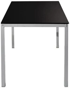 InRoom Designs Kings Brand Furniture - Rectangle Modern Dining Table With Glass Top, Chrome Base, -Amazon Store 21zWHTCtmqS