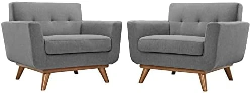 Modway Engage Mid-Century Modern Upholstered Fabric Sofa, Loveseat And Armchair In Gray 16 Modway Engage Mid-Century Modern Upholstered Fabric Sofa, Loveseat And Armchair In Gray - Image 14