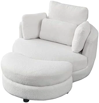 GoDoco 42" W Swivel Accent Barrel Chair Set Lounge Club Big Round Sofa With 4 Pillows And Storage Ottoman For Living Room And Bedroom (Black + Chenille) 15 GoDoco 42" W Swivel Accent Barrel Chair Set Lounge Club Big Round Sofa With 4 Pillows And Storage Ottoman For Living Room And Bedroom (Black + Chenille) - Image 13