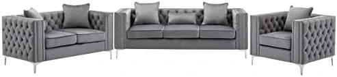 Lilola Home Lorreto Gray Velvet Sofa 9 Lilola Home Lorreto Gray Velvet Sofa - Image 7