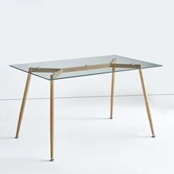 IDS Online Mid Century Dining Table, Office Desk, Glass : 8mm, Wooden Skin 15 IDS Online Mid Century Dining Table, Office Desk, Glass : 8mm, Wooden Skin -Amazon Store 310EuMrDKAL. AC