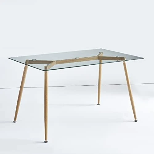 IDS Online Mid Century Dining Table, Office Desk, Glass : 8mm, Wooden Skin 9 IDS Online Mid Century Dining Table, Office Desk, Glass : 8mm, Wooden Skin - Image 7