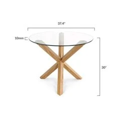 POLY & BARK Kennedy 37.4" Round Dining Table, Natural -Amazon Store 310PEkb2l6L
