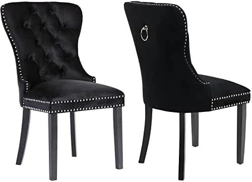Chairus Dining Chairs Set Of 2 With Tufted High Back, Velvet Upholstered Dining Room Chairs Modern Elegant Nailhead Trim Ring Pull - Ivory 2PCS 15 Chairus Dining Chairs Set Of 2 With Tufted High Back, Velvet Upholstered Dining Room Chairs Modern Elegant Nailhead Trim Ring Pull - Ivory 2PCS - Image 13
