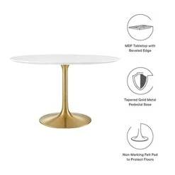 Modway Lippa 47" Mid-Century Modern Dining Table With Round Top In Gold White 13 Modway Lippa 47" Mid-Century Modern Dining Table With Round Top In Gold White -Amazon Store 310jwJVUD5L