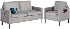 STHOUYN 56" W Fabric Loveseat Sofa With 2 USB, Small Couches For Living Room, Bedroom, Office, Easy Assembly & Comfy Cushion, Dark Grey -Amazon Store 310mh k87ZL. AC