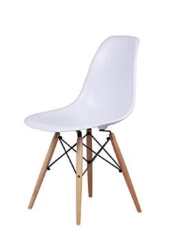 GIA Contemporary Armless Dining Chair, Qty Of 1, White Seat With Wood Legs -Amazon Store 3110xm7KhuL