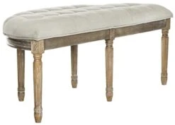 Safavieh Home Collection Abilene Tufted Rustic Semi-Circle Grey And Rustic Oak Bench -Amazon Store 3113H6WClTL