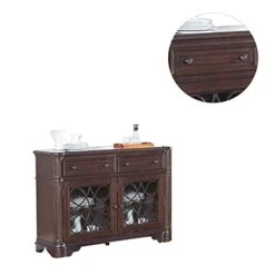 Poundex Wood Server With 2 Drawers And 2 Doors In Cherry Brown -Amazon Store 3117NAwAt7L