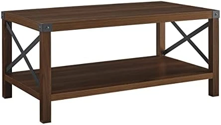 Walker Edison Sedalia Modern Farmhouse Metal-X Side Table Set, 2 Pack, Rustic Oak 10 Walker Edison Sedalia Modern Farmhouse Metal-X Side Table Set, 2 Pack, Rustic Oak - Image 8