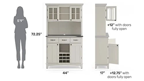 Homestyles Sideboards-buffets-credenzas, Server With Hutch, Off White 5 Homestyles Sideboards-buffets-credenzas, Server With Hutch, Off White - Image 3