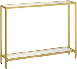 HOOBRO 55.1" Gold Console Table, Narrow Tempered Glass Entryway Table, Sofa Table Behind Couch, Modern Style, Metal Frame, Hallway, Living Room, Gold GD06XG01 -Amazon Store 311IcN0VnL. AC