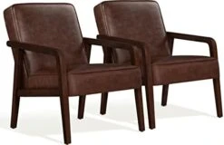 Yaheetech PU Leather Accent Chair, Mid-Century Modern Barrel Chair With Wooden Frame And Soft Thick Padded For Living Room Bedroom Home Office, Set Of 2, Dark Brown 19 Yaheetech PU Leather Accent Chair, Mid-Century Modern Barrel Chair With Wooden Frame And Soft Thick Padded For Living Room Bedroom Home Office, Set Of 2, Dark Brown -Amazon Store 311JYeSjE6L. AC