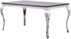 Anewsun Dining Room Table, 63" Dining Room Table,Black Table Top With Texture And Mirror Metal Legs, Modern Dining Table For 4 To 6 Suitable For Kitchen, Dining Room -Amazon Store 311NkA3RMjL. AC