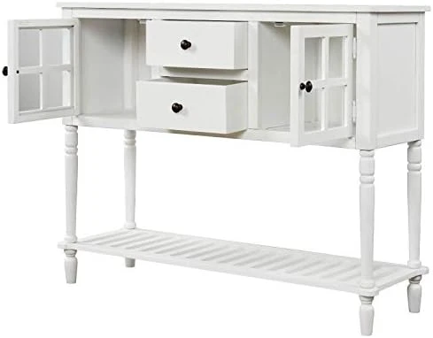 42" Wide Console Table Sideboard Buffet Server With 2 Doors And Bottom Shelf, Sideboard Storage Cabinet For Living Room (White) 12 42" Wide Console Table Sideboard Buffet Server With 2 Doors And Bottom Shelf, Sideboard Storage Cabinet For Living Room (White) - Image 10