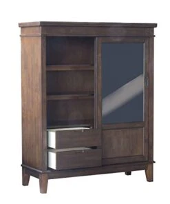 Pilaster Designs Indoor Home Decorative Furniture Mindy Cherry Wood Contemporary Curio China Display Cabinet With Storage Shelves -Amazon Store 311eqX7cJuL