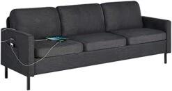 STHOUYN 56" W Fabric Loveseat Sofa With 2 USB, Small Couches For Living Room, Bedroom, Office, Easy Assembly & Comfy Cushion, Dark Grey -Amazon Store 311mVhZd26L. AC