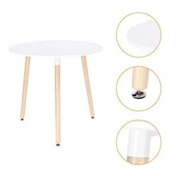 CangLong Modern Round Dining Table In White With Beech Wood Legs For Kitchen Living Bedroom,White 10 CangLong Modern Round Dining Table In White With Beech Wood Legs For Kitchen Living Bedroom,White -Amazon Store 3123e06ff0L