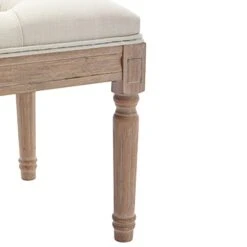 GOOLON French Bench Rectangle Ottoman Upholstered Padded Bench End Of Bed Ottoman Button Tufted With Carved Wood, For Bedroom Entryway Living Room Dining Room, Beige -Amazon Store 312Wge2AUnS