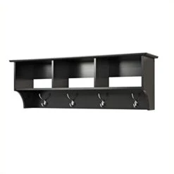 Hawthorne Collections Entryway Wall Cubby Shelf Coat Rack In Black
