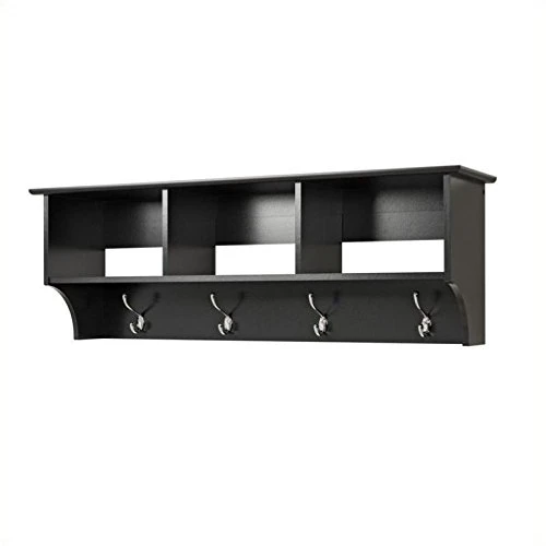 Hawthorne Collections Entryway Wall Cubby Shelf Coat Rack In Black 3 Hawthorne Collections Entryway Wall Cubby Shelf Coat Rack In Black