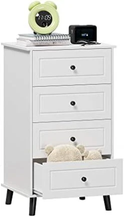 Function Home 4 Drawer Dresser & Chests Of Drawers, Tall Storage Dresser Wood Organizer Unit, Small Chester Drawers For Narrow/Small Spaces, Lingerie Chest White Dresser For Bedroom,Living Room,Closet -Amazon Store 312g4RWHQFL. AC