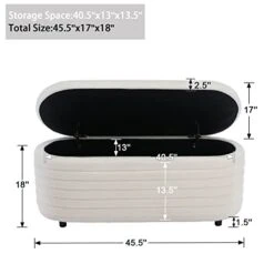 DM Furniture DM-Furniture Storage Ottoman Bench Upholstered Fabric Storage Bench End Of Bed Stool With Safety Hinge For Bedroom, Living Room, Entryway (44.5-inch, White) (TN2436) 11 DM Furniture DM-Furniture Storage Ottoman Bench Upholstered Fabric Storage Bench End Of Bed Stool With Safety Hinge For Bedroom, Living Room, Entryway (44.5-inch, White) (TN2436) -Amazon Store 312hfTkdMOL
