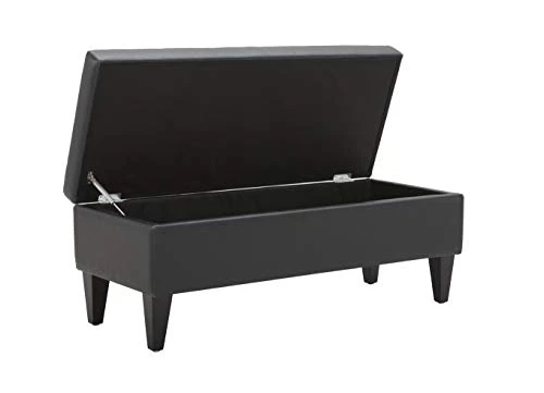 Amazon Brand – Rivet Channel-Tufted Velvet Storage Ottoman With Soft-Close Hinge, 45.3"W, Black 5 Amazon Brand – Rivet Channel-Tufted Velvet Storage Ottoman With Soft-Close Hinge, 45.3"W, Black - Image 3
