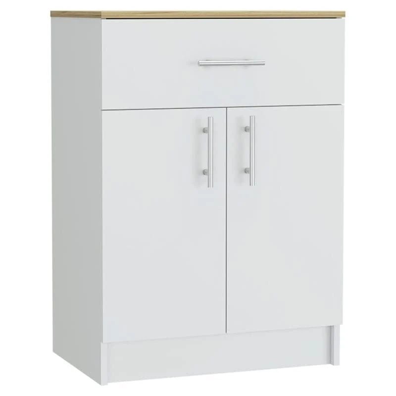 Atlin Designs Wood Pantry Cabinet With Counter Top In White/Light Oak 3 Atlin Designs Wood Pantry Cabinet With Counter Top In White/Light Oak
