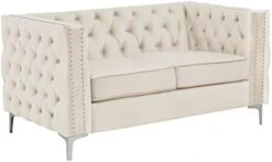 Morden Fort Living Room Furniture Modern 2 Pieces Of Chair And Loveseat Couch Set With Dutch Velvet, Iron Legs - Beige -Amazon Store 312kPBrN1pL. AC 1