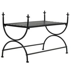 CUMYZO Bench Vintage Style Metal 32.7"x16.5"x21.7" Black 5.5kg/12.1ib Kitchen & Dining Benches