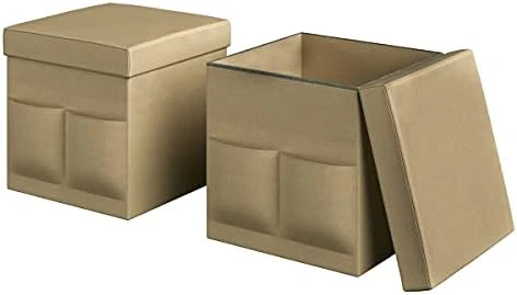 Lavish Home Foldable Storage Cube Ottoman With Pockets – Multipurpose Footrest Organizer For Bedroom, Living Room, Dorm Or RV (Pair, Linen Brown), 12 Lavish Home Foldable Storage Cube Ottoman With Pockets – Multipurpose Footrest Organizer For Bedroom, Living Room, Dorm Or RV (Pair, Linen Brown), - Image 10