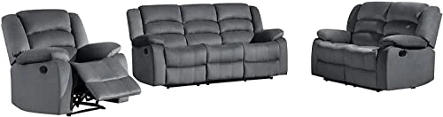 Blackjack Furniture Winthrop Microfiber Modern Reclining Living Room Chair, Loveseat, Sofa, Gray 3 Blackjack Furniture Winthrop Microfiber Modern Reclining Living Room Chair, Loveseat, Sofa, Gray