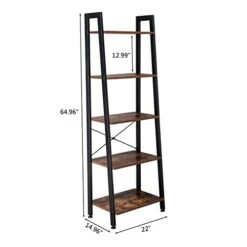 HOYOC Industrial Ladder Shelves, Free Standing Bookcase Storage Rack With Metal Frame And Open Storage Rack 5-Tier Ladder Bookshelf Organizer For Bathroom,Living Room,Office -Amazon Store 313JAcwY4KL