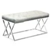 Best Master Furniture Emilio Velour Tufted Bench With Stainless Steel Frame, Grey