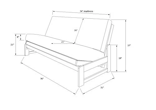 KODIAK FURNITURE Aspen Futon Set With Reclaim Mocha Finish, Suede Gray 4 KODIAK FURNITURE Aspen Futon Set With Reclaim Mocha Finish, Suede Gray - Image 2