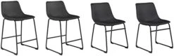 Signature Design By Ashley Centiar 24" Counter Height Modern Bucket Barstool Set Of 2,Faux Leather, Brown -Amazon Store 313S1Gine1L. AC