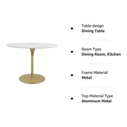 OSP Home Furnishings Flower Mid-Century, Dining Table, Brass Base -Amazon Store 313zBAYdujL