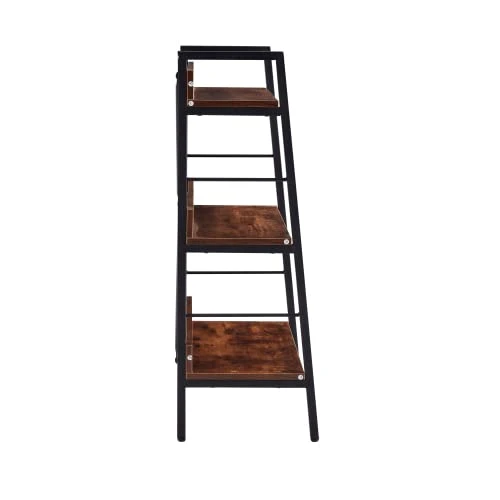 GOAWGO Bookshelf Ladder, Living Room Wood And Metal Stairs Freestanding Display Plant Bookshelves, Home Office, Living Room, Bedroom, Kitchen, Rustic Brown (Three Layers) 7 GOAWGO Bookshelf Ladder, Living Room Wood And Metal Stairs Freestanding Display Plant Bookshelves, Home Office, Living Room, Bedroom, Kitchen, Rustic Brown (Three Layers) - Image 5