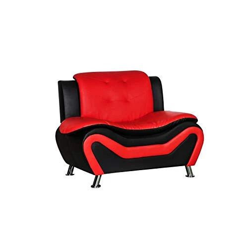 Home Square 3 Piece Living Room Set With Sofa Loveseat And Armchair In Black/Red 5 Home Square 3 Piece Living Room Set With Sofa Loveseat And Armchair In Black/Red - Image 3