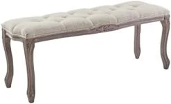 Modway Regal Vintage French Upholstered Bench In Light Gray -Amazon Store 314N0pJP03L. AC