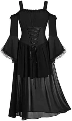 JEGULV Victorian Gothic Dress Women Renaissance Victorian Peasant Festival Fair Cosplay Lace Up Dress Ball Gown Dress -Amazon Store 314POD0kPfL. AC
