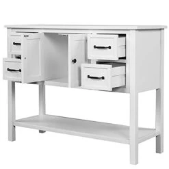 P PURLOVE Console Table Buffet Sideboard With Storage Drawers Cabinets And Bottom Shelf (White) -Amazon Store 314QZgtAeHS