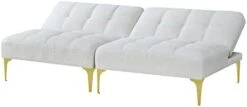 BOLGTO Futon Sofa Bed, Convertible Sofa Bed Couch With Gold Metal Legs Teddy Fabric, Modern Futon Couch Sofa Love Seat For Living Room,Small Space,Offices, Dorm,Studio, 71" L -Amazon Store 314RW256xL. AC