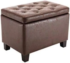 Wovenbyrd Classic 24-Inch Wide Rectangular Tufted Storage Ottoman Footstool With Hinged Lid, Cream Fabric -Amazon Store 314V7bkATmL. AC