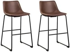 Signature Design By Ashley Centiar 24" Counter Height Modern Bucket Barstool Set Of 2,Faux Leather, Brown -Amazon Store 314WmxScdL. AC