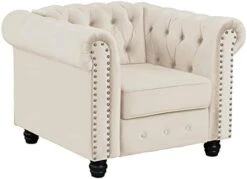 Morden Fort Couches For Living Room, Sofas For Living Room Furniture Sets, Loveseat And Sofa 2 Pieces, Fabric, Velvet Beige -Amazon Store 314ki5BeZBS. AC