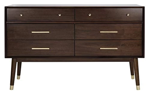Safavieh Couture Home Madden Modern Retro Walnut 6-drawer Dresser 6 Safavieh Couture Home Madden Modern Retro Walnut 6-drawer Dresser - Image 4