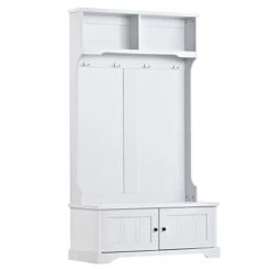 ATGHYURT Hall Tree With 4Hooks,Multiple Functions Hallway Coat Rack,Entryway Shoe Storage With Coat Rack And 2 Top Shelves,Mudroom Hallway Organizer Shoe Rack Bench For Livingroom,Hallway,Mudroom -Amazon Store 314rXbka7VL